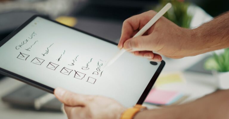 Digital checklist on tablet for approvals and audit trail governance