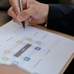 Hand markiert Kontinuitätsdiagramm auf Planungsdokument