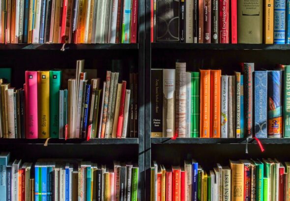 Bücherregale als Symbol für Servicekatalog, Verantwortung und KI-Governance im IT-Betrieb