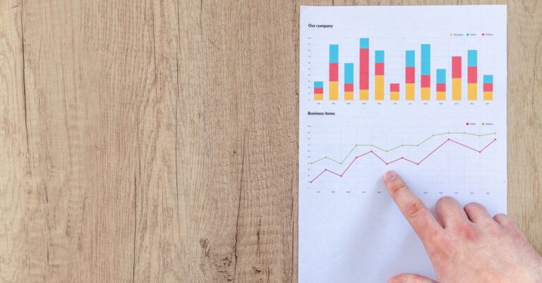 Ausgedruckte Trendgrafik als Symbol für Service-Desk-Kennzahlen und Betriebsentwicklung