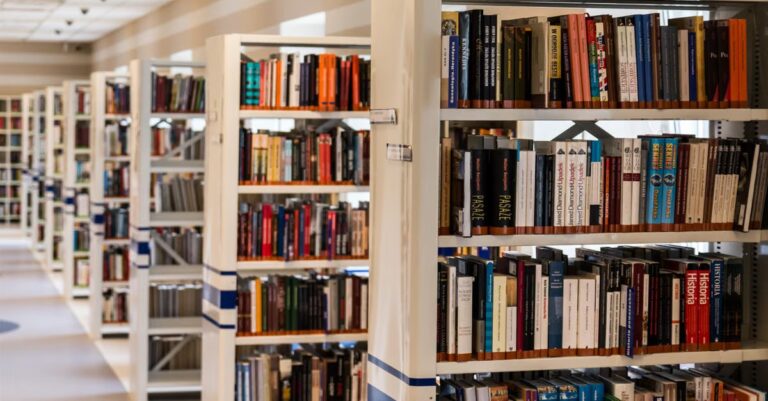 Bibliotheksregale als Symbol für auffindbares Servicewissen und Wissensdatenbank